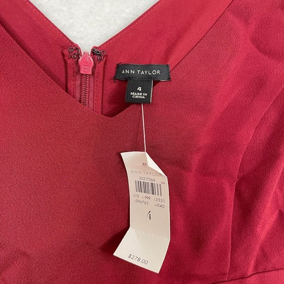 Ann Taylor Fuax Wrap Maxi Evening Gown Size 4 Crimson Bridesmaid Wedding NWT - Picture 10 of 14